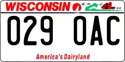 WI license plate 029OAC