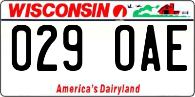 WI license plate 029OAE