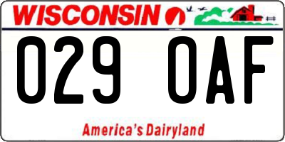 WI license plate 029OAF