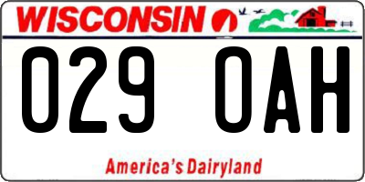 WI license plate 029OAH