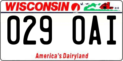 WI license plate 029OAI