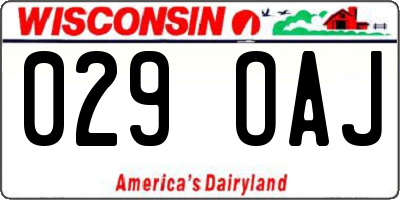 WI license plate 029OAJ