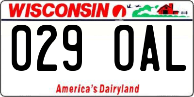 WI license plate 029OAL