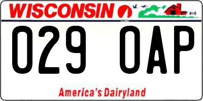 WI license plate 029OAP