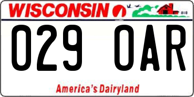 WI license plate 029OAR