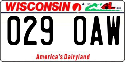 WI license plate 029OAW