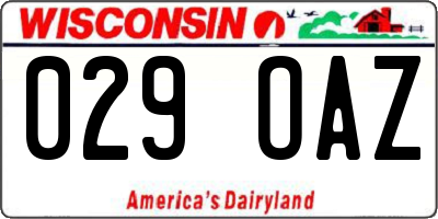 WI license plate 029OAZ