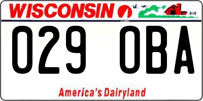 WI license plate 029OBA