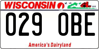 WI license plate 029OBE