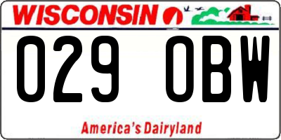WI license plate 029OBW