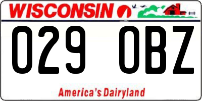 WI license plate 029OBZ