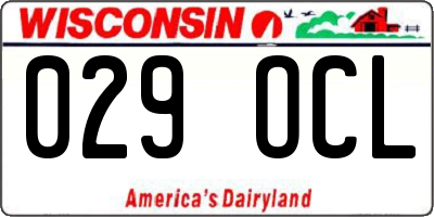 WI license plate 029OCL