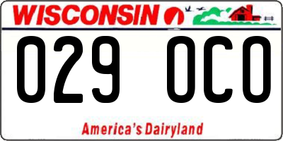 WI license plate 029OCO
