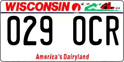 WI license plate 029OCR