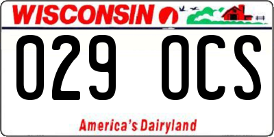 WI license plate 029OCS