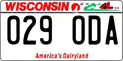 WI license plate 029ODA