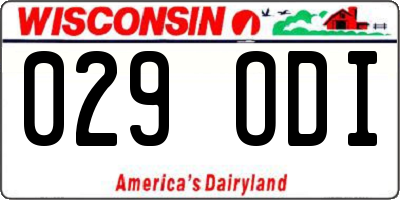 WI license plate 029ODI