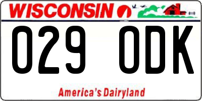 WI license plate 029ODK