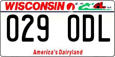 WI license plate 029ODL