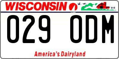 WI license plate 029ODM