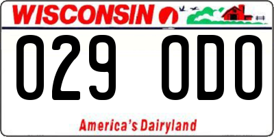WI license plate 029ODO