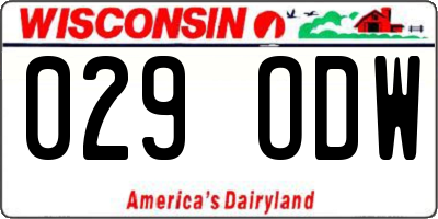 WI license plate 029ODW