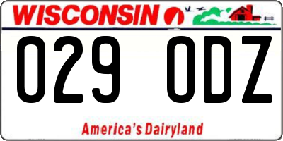 WI license plate 029ODZ