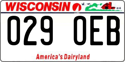 WI license plate 029OEB