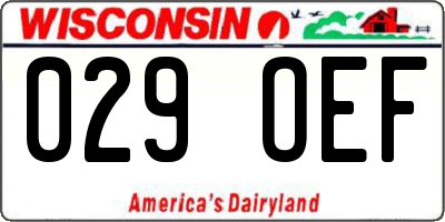 WI license plate 029OEF