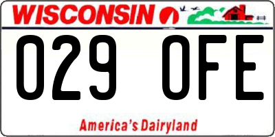 WI license plate 029OFE