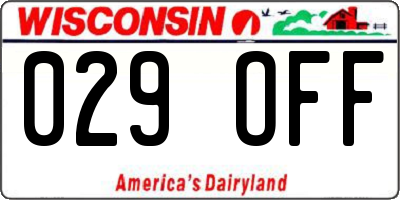 WI license plate 029OFF