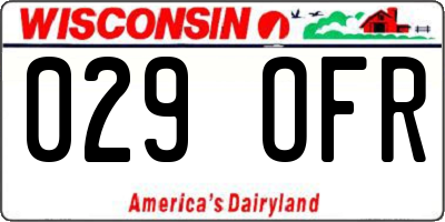 WI license plate 029OFR