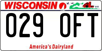 WI license plate 029OFT