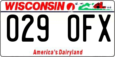 WI license plate 029OFX