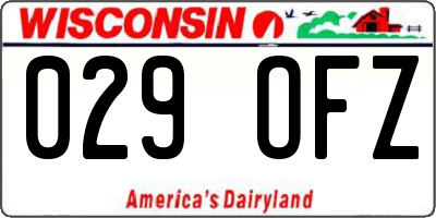 WI license plate 029OFZ