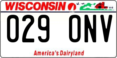 WI license plate 029ONV