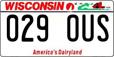 WI license plate 029OUS