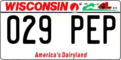 WI license plate 029PEP