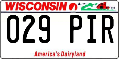 WI license plate 029PIR