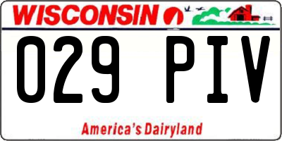 WI license plate 029PIV