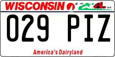 WI license plate 029PIZ