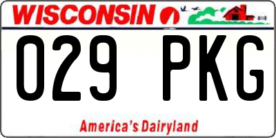 WI license plate 029PKG