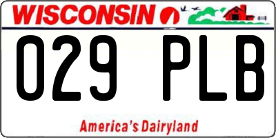 WI license plate 029PLB