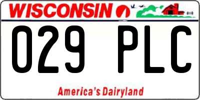 WI license plate 029PLC