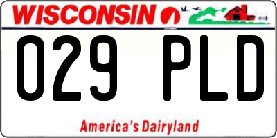 WI license plate 029PLD