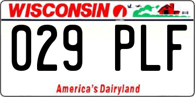 WI license plate 029PLF