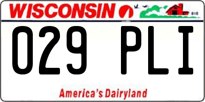 WI license plate 029PLI