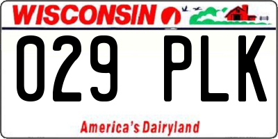 WI license plate 029PLK