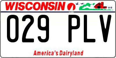 WI license plate 029PLV