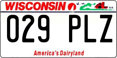WI license plate 029PLZ